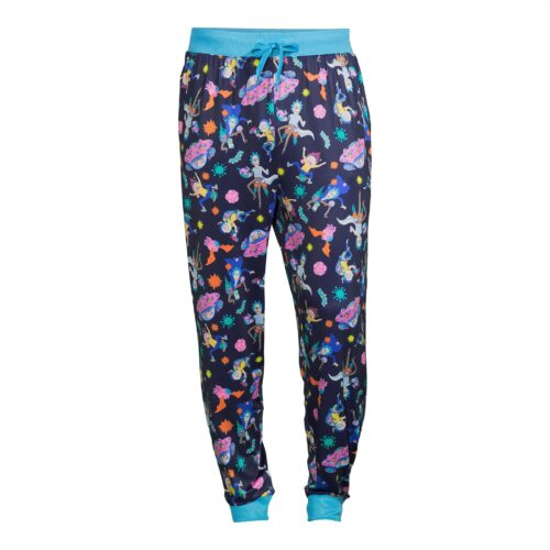 Briefly Stated Men's Rick and Morty Performance Fabric Jogger Loungepants (2X) Navy Blue